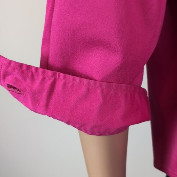 Peter Nygard Fuchsia Pink Jean Jacket Cropped Sleeve Cotton Denim Buttoned - Picture 9 of 15
